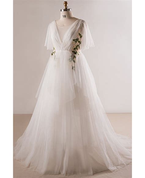 This link is to an external site that may or may not meet accessibility guidelines. Plus Size Flowing Long Tulle Flowers Beach Wedding Dress ...