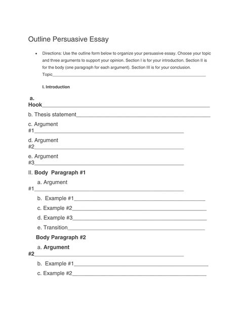 Free Printable Essay Outline Template Printable Templates