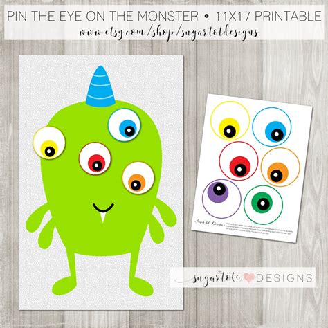 Pin The Eye On The Monster Game Instant Download Printable