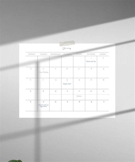 Undated Printable Calendar