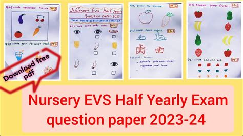 Nursery EVS Half Yearly Question Paper 2023 24 Nursery Half Yearly Exam