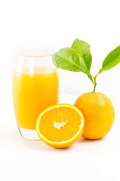 Orange Juice And Oranges Fruit Isolated On White Background Stock Image