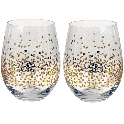 Gold Confetti Stemless Wine Glass At Home
