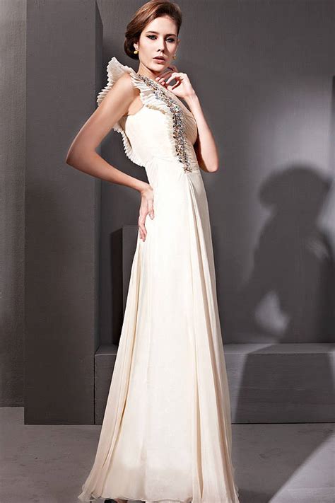 Cream Chiffon Wedding Dress With Asymmetrical Details By Elliot Claire London