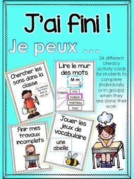 French Literacy Task Cards J Ai Fini Literacy Task Task Cards Literacy