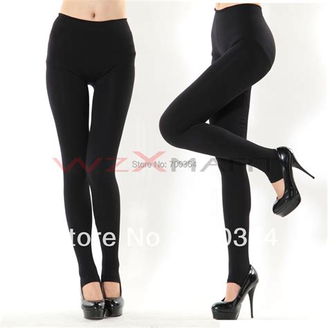 new women sexy black seamless stretch stirrup leggings stockings pants free shipping in leggings