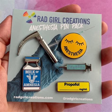 Anesthesia Pin Pack Rad Girl Creations Medical Enamel Pin