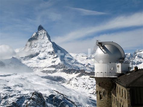 Matterhorn And Gornergrat Observatory Switzerland Stock Photo