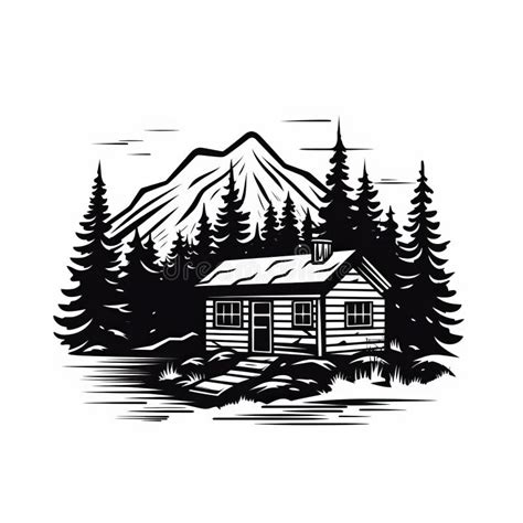 Simple Cabin Bold Black And White Logo Style Vector Art Stock