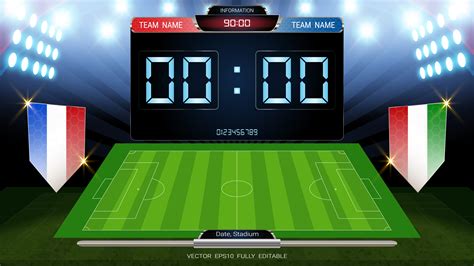 Scoreboard And Soccer Field Illuminated By Spotlights Global Stats