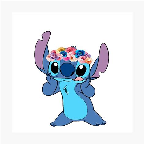 Stitch From Lilo And Stitch With Flower Crown Photographic Print For