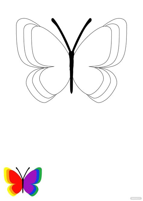 Rainbow Butterfly Coloring Page In  Pdf Eps Download