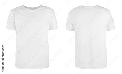Mens White Blank T Shirt Templatefrom Two Sides Natural Shape On