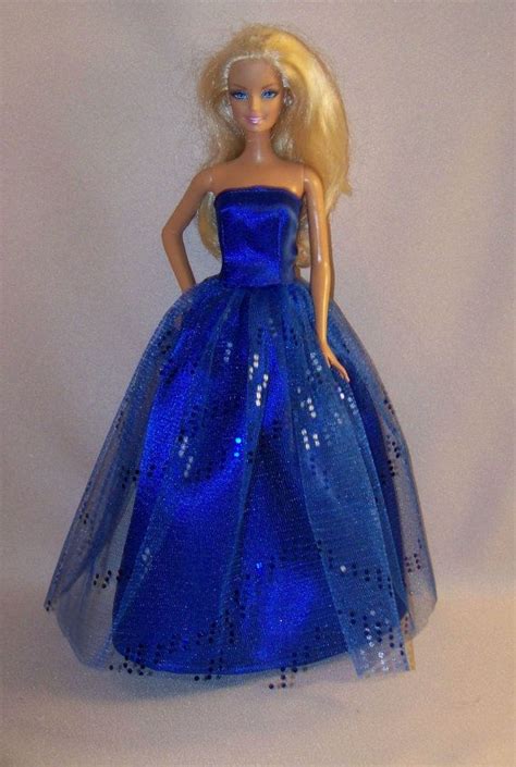 Handmade Barbie Clothes Royal Blue Satin Barbie Gowndress Etsy