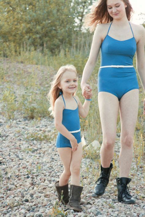 Baby Girl Blue Retro Style Swimsuit With Cream White Door Gooseskin