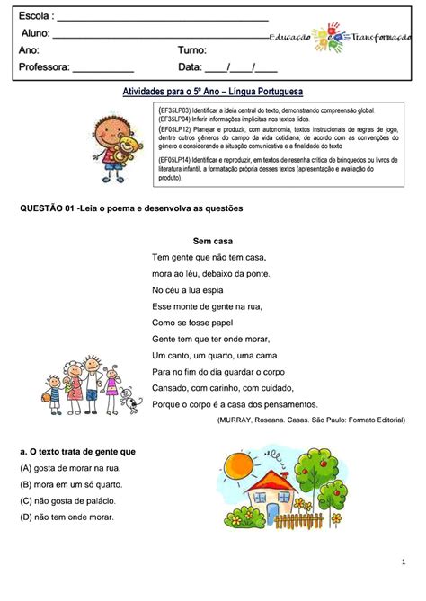 Atividade De Gramatica 5 Ano