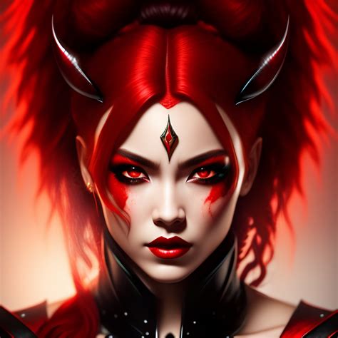 Lexica Female Demon Red Skin Black Eyes And Red Hair