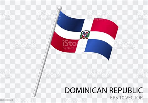 bendera republik dominika dengan tiang bendera melambai tertiup angin ilustrasi vektor ilustrasi