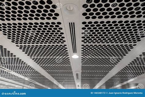 White Perforated Ceiling Stock Photo Image Of Black 146548172