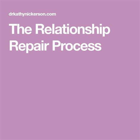 The Relationship Repair Process Relationship Repair Relationship Repair