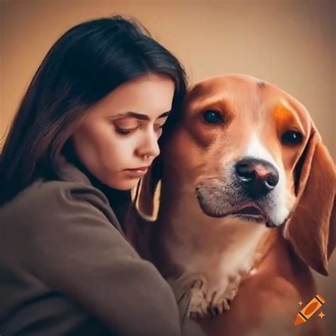 Woman Caring For A Sad Dog On Craiyon