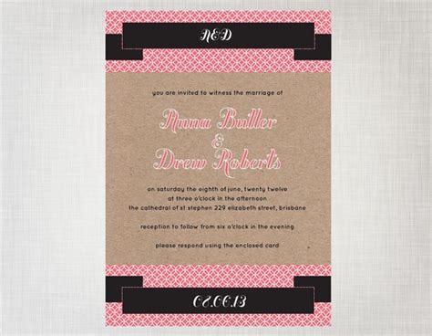 Printable Kraft Pink And Black Wedding Invitation By Cartamodello 15