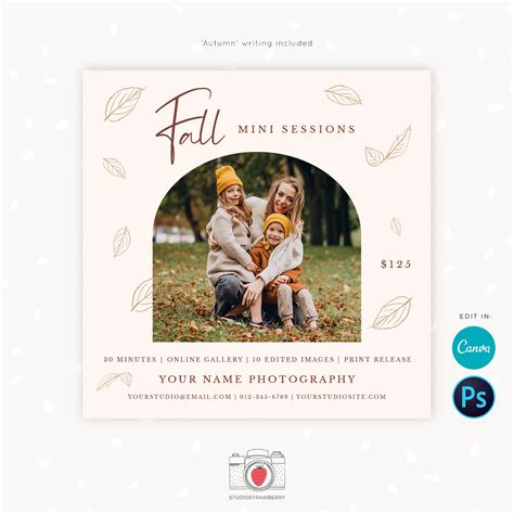 Fall Autumn Mini Sessions Template For Photographers Strawberry Kit