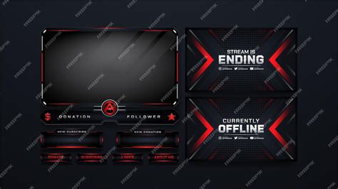 Premium Vector Modern Red Twitch Overlay Stream Set Template For