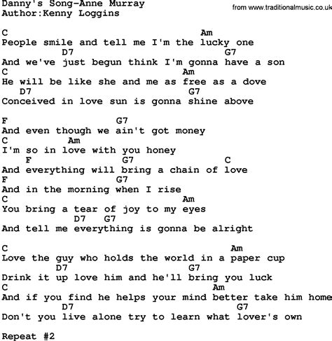 Country Musicdannys Song Anne Murray Lyrics And Chords