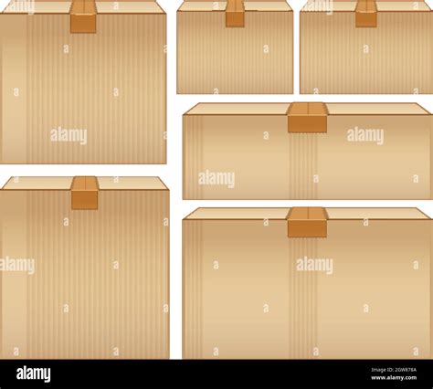 Different Sizes Of Cardboard Boxes On White Background Stock Vector