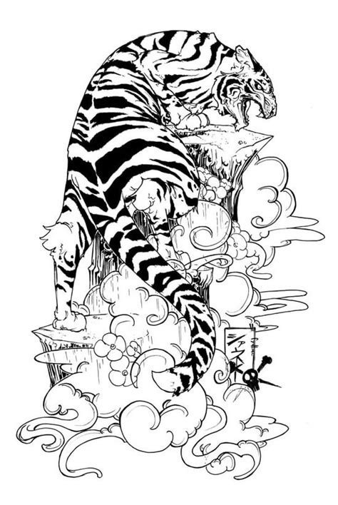 White Tiger Tattoo Full Body Tiger Drawing Png