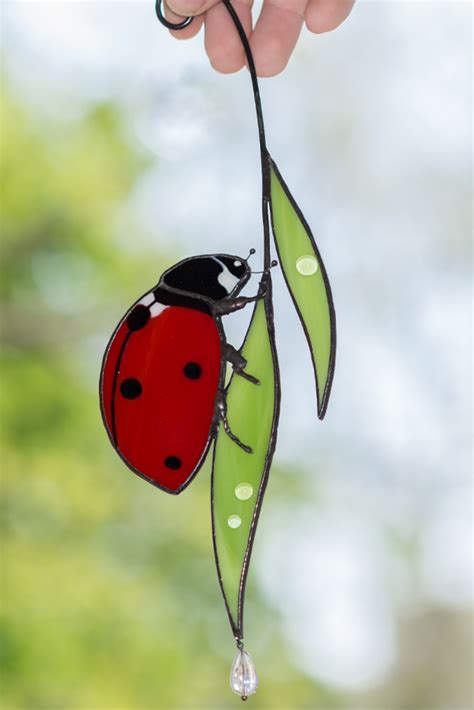 Glass Ladybug On The Leaves Looks Like A Real Insect Can Beautify Your