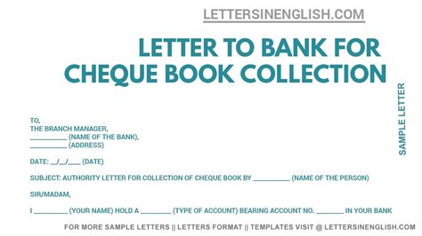 Authorization Letter To Bank For Cheque Book Collection Letter To