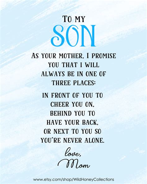 Sons are a blessing and here are 10 quotes for mother's to express their love. To My Son Printable Poem Mother to Son Gift Printable Wall ...
