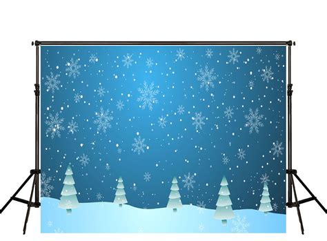 Mohome Polyester Fabric 7x5ft Snow Winter Night With Trees Backdrops