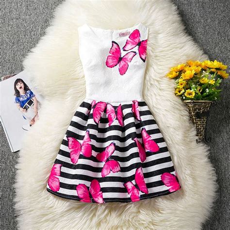 Summer Baby Girls Vintage Print Dress For 12 Years Old Girls Kids Party
