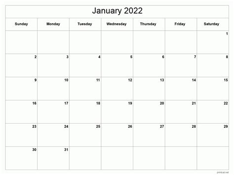 January 2022 Calendar Printable Best Calendar Example