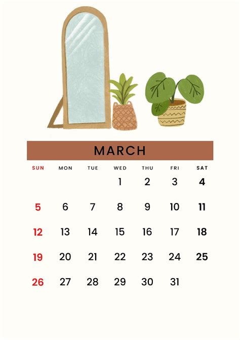 March Calendar 2023 Boho Aesthetic Style Artofit