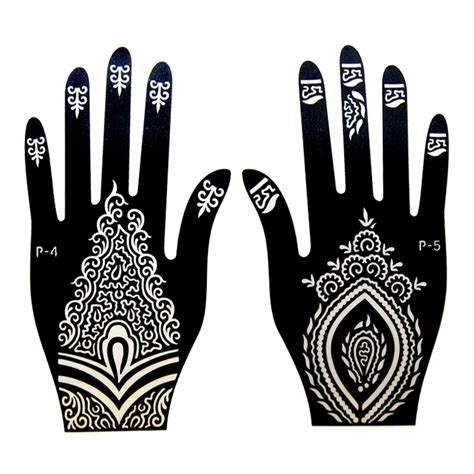 Buy 1pair 2pcs Left Right Hand Mehndi Henna Tattoo