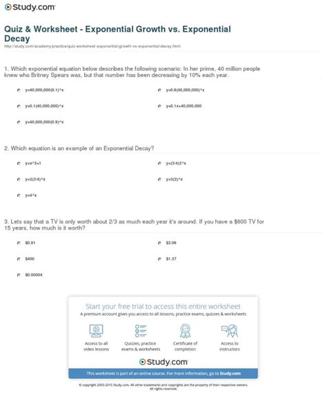 Exponential Growth And Decay Worksheet Answers — Db