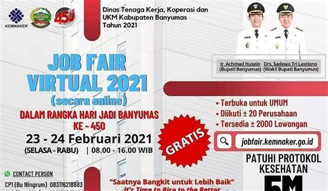 Taman impian jaya ancol tutup sementara mulai 24 juni 2021 betul kami tutup hingga 5 juli 2021, merujuk pada sk 419 dari pemerintah daerah dki, ujar adi saat dihubungi kompas.com , kamis (24/6/2021). JOB FAIR VIRTUAL 2021 GRATIS! Dinas Tenaga Kerja Koperasi dan UMK Kabupaten Banyumas - Info ...