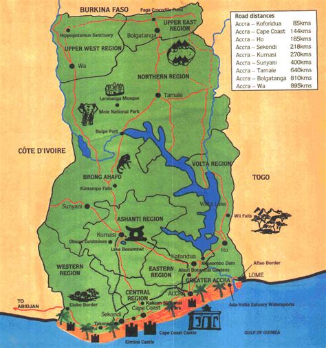Lonely planet photos and videos. Large detailed tourist map of Ghana | Vidiani.com | Maps of all countries in one place