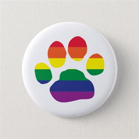 Gay Pride Paw Print Pinback Button