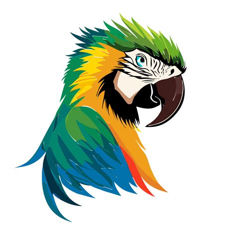 Parrot Of Red Yellow And Green Macaw Ara Cartoon Bird Design Flat