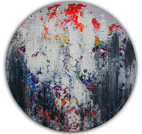 Abstract Painting On Round Stretched Canvas Original Abstract Etsy