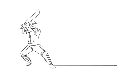 Premium Vector Single Continuous Line Drawing Of Agile Man Cricket