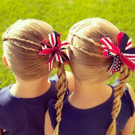 Patriotic Side Braids Identical Twin Hairstyles On Instagram