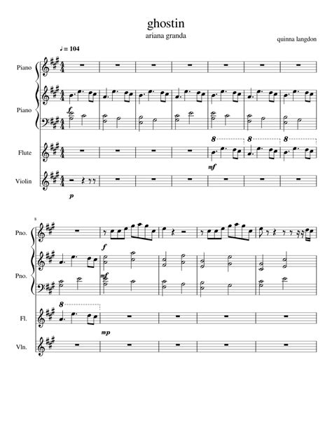 ghostin wip sheet music for piano flute violin mixed quartet