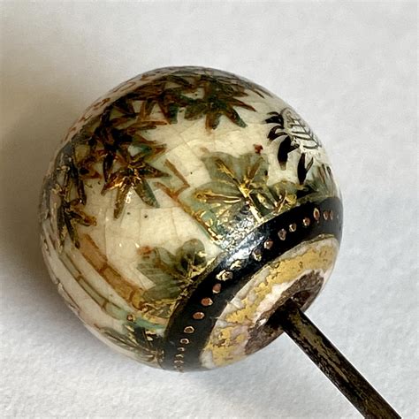 19th Century Japanese Satsuma Globular Hat Pin Small Collectables
