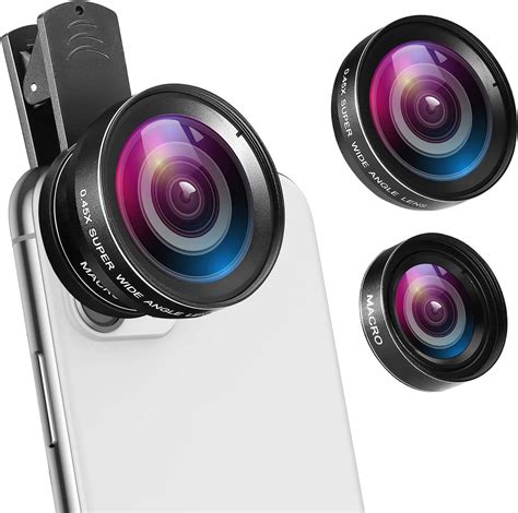 AMIR Phone Camera Lens 0 45X Super Wide Angle Lens 12 5X Macro Lens